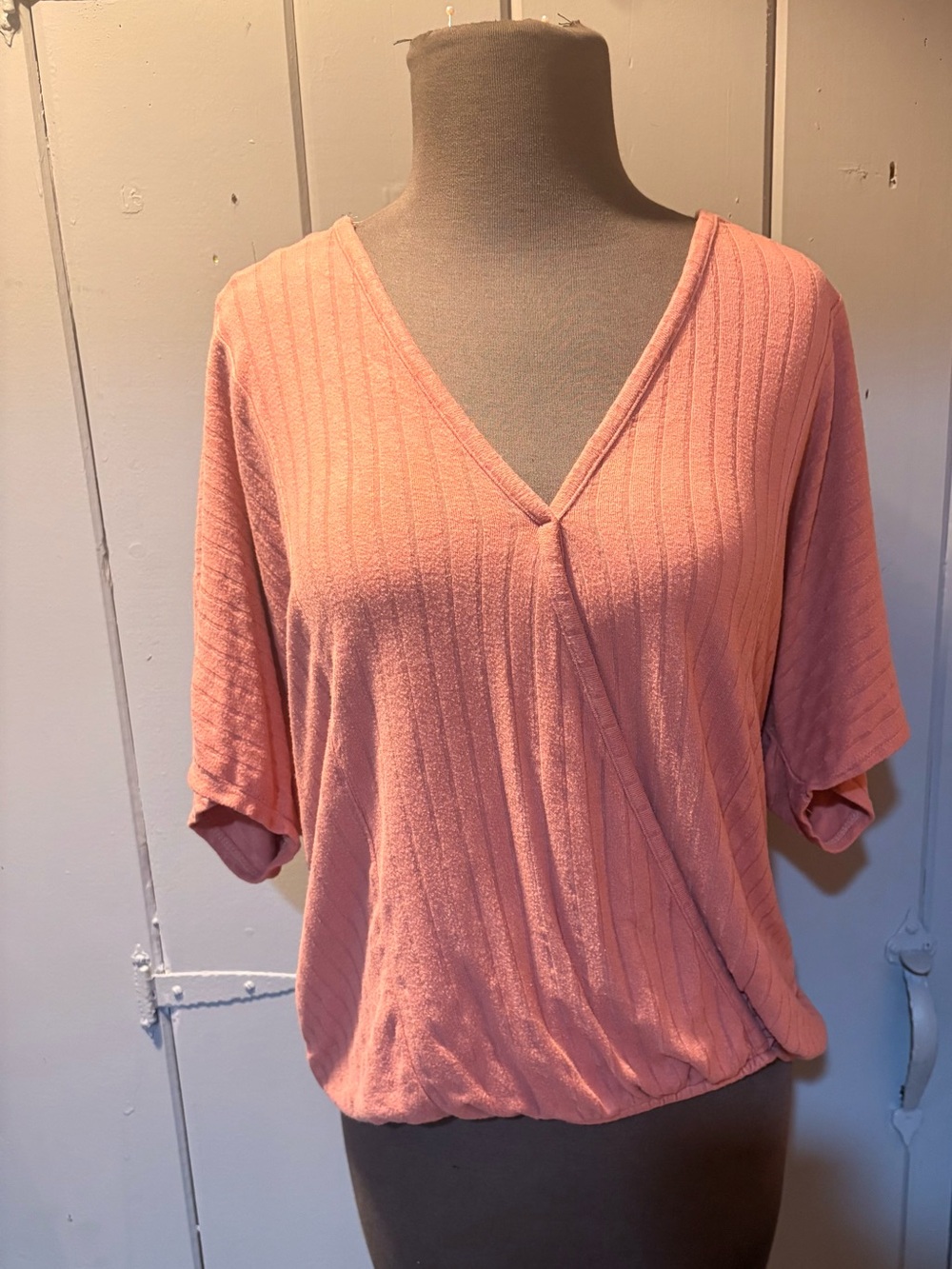 Daytrip Ribbed V-Neck Wrap Top - Dusty Pink